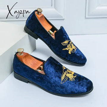Men Fashion Embroidery Party Wedding Slip-On Loafers Moccasins Men’s Casual Shoes Mens Light